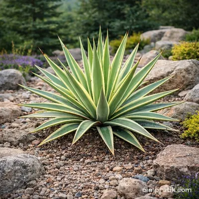 Variegated Caribbean Agave (Agave angustifolia 'Variegata') - 2